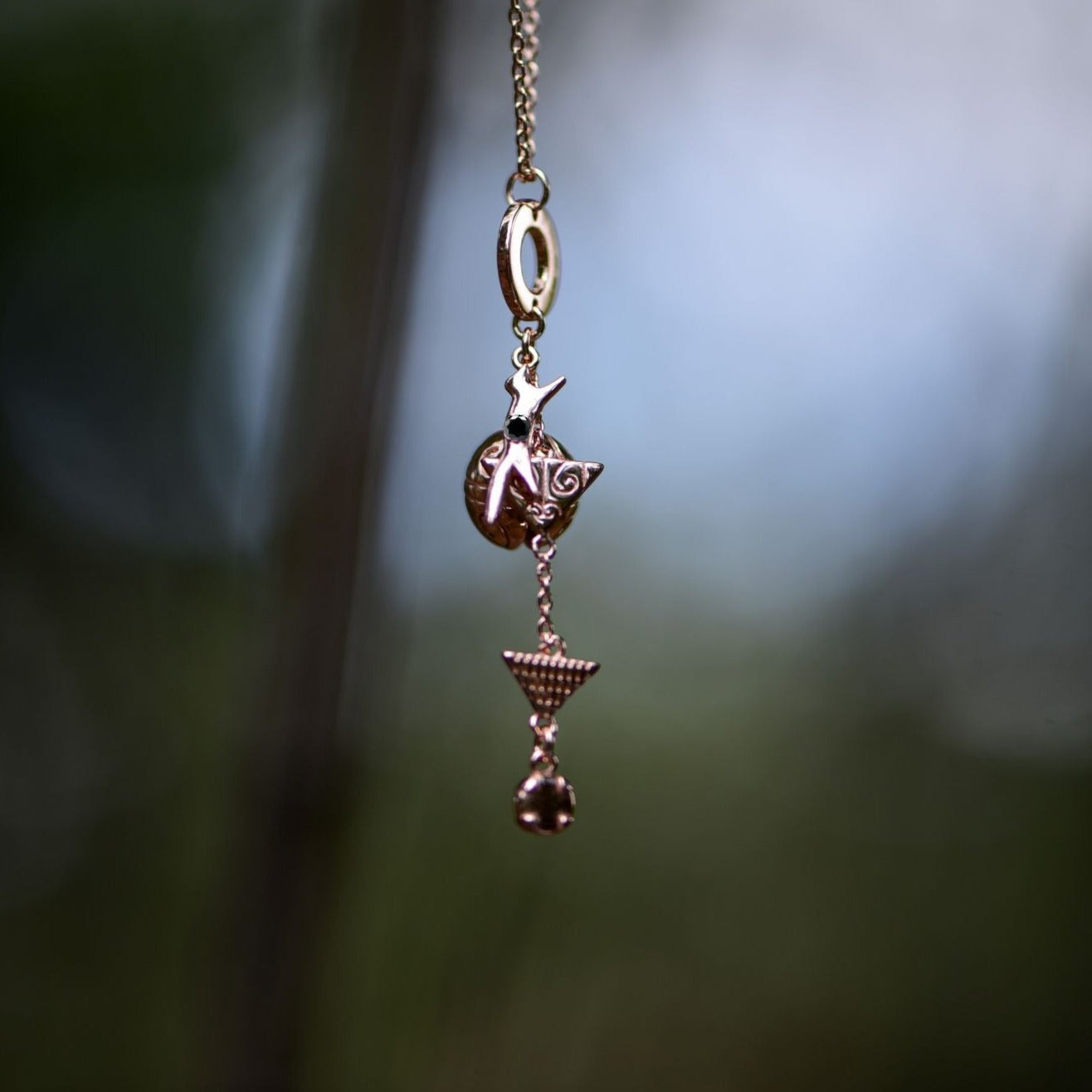 "Fox" necklace with 5 charms