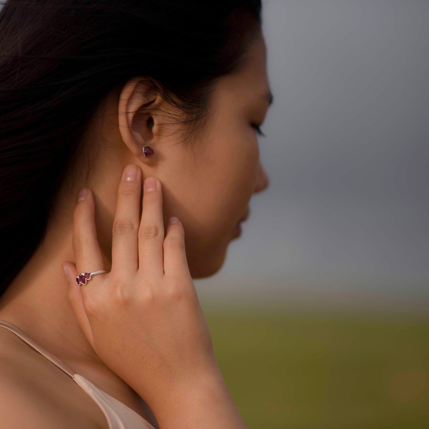 Silver ring with Rough Ruby