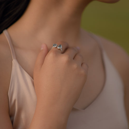 Silver ring with Rough Aquamarine