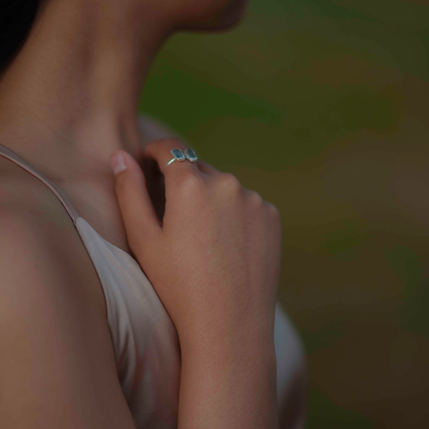 Silver ring with Rough Aquamarine