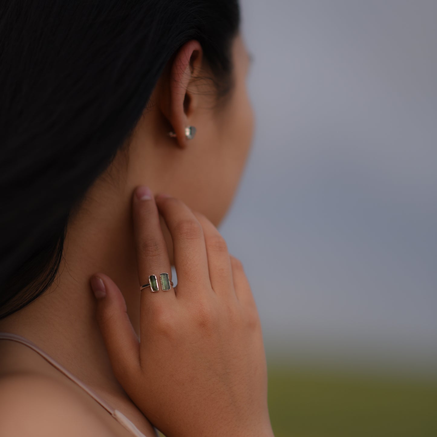 Silver ring with Rough Tourmaline