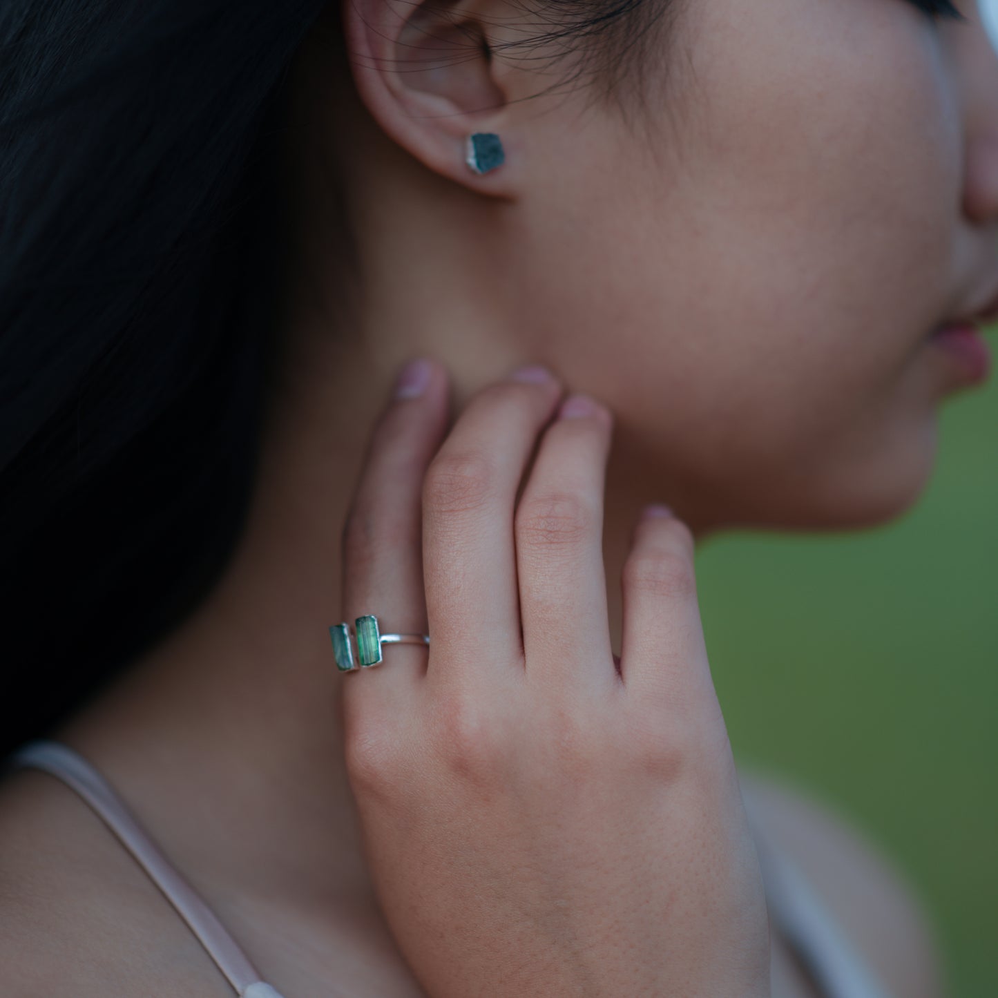 Silver ring with Rough Tourmaline