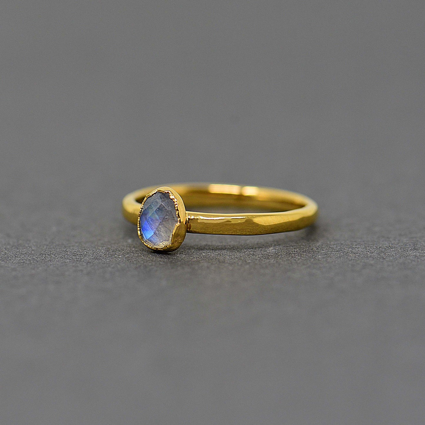 Gold plated Silver ring with Rough Moonstone