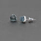 Silver stud earrings with Rough Aquamarine