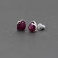 Silver stud earrings with Rough Ruby