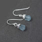 Silver hook earrings with Rough Aquamarine