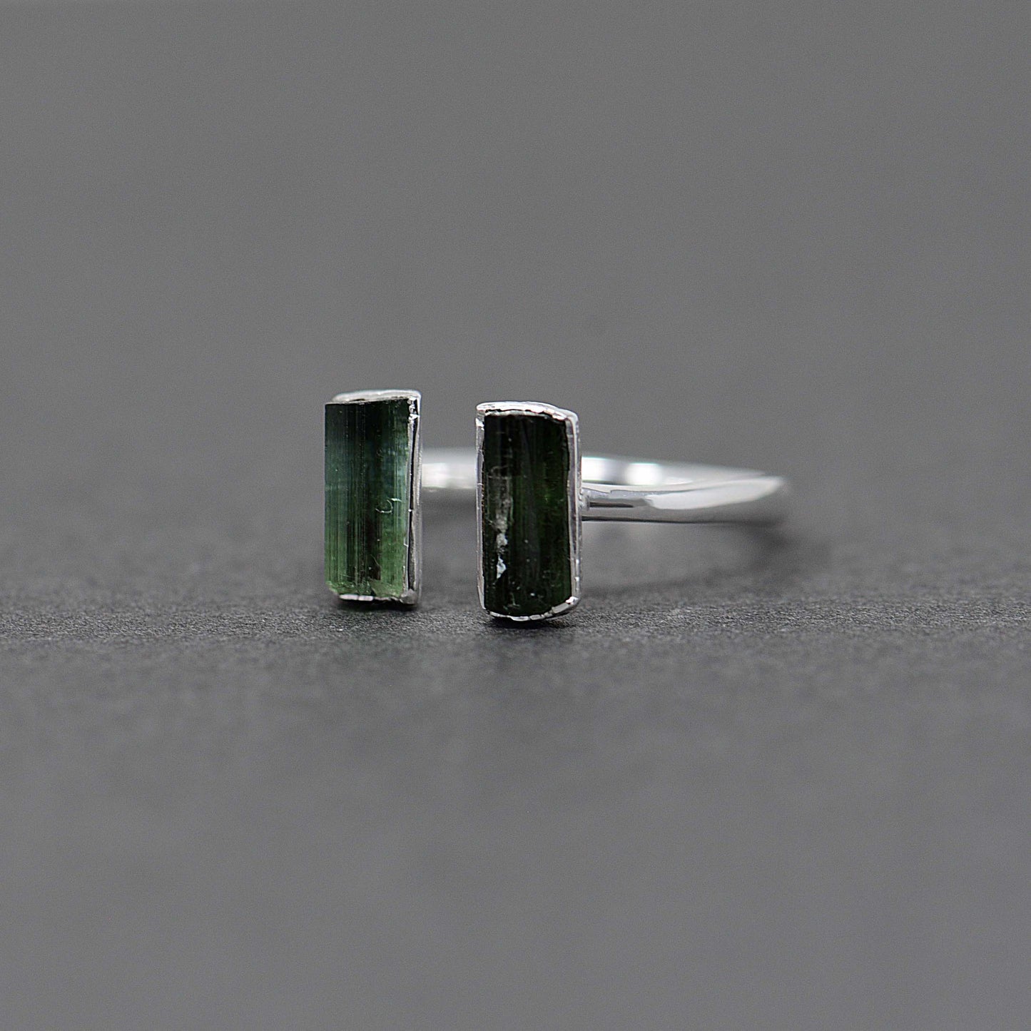 Silver ring with Rough Tourmaline