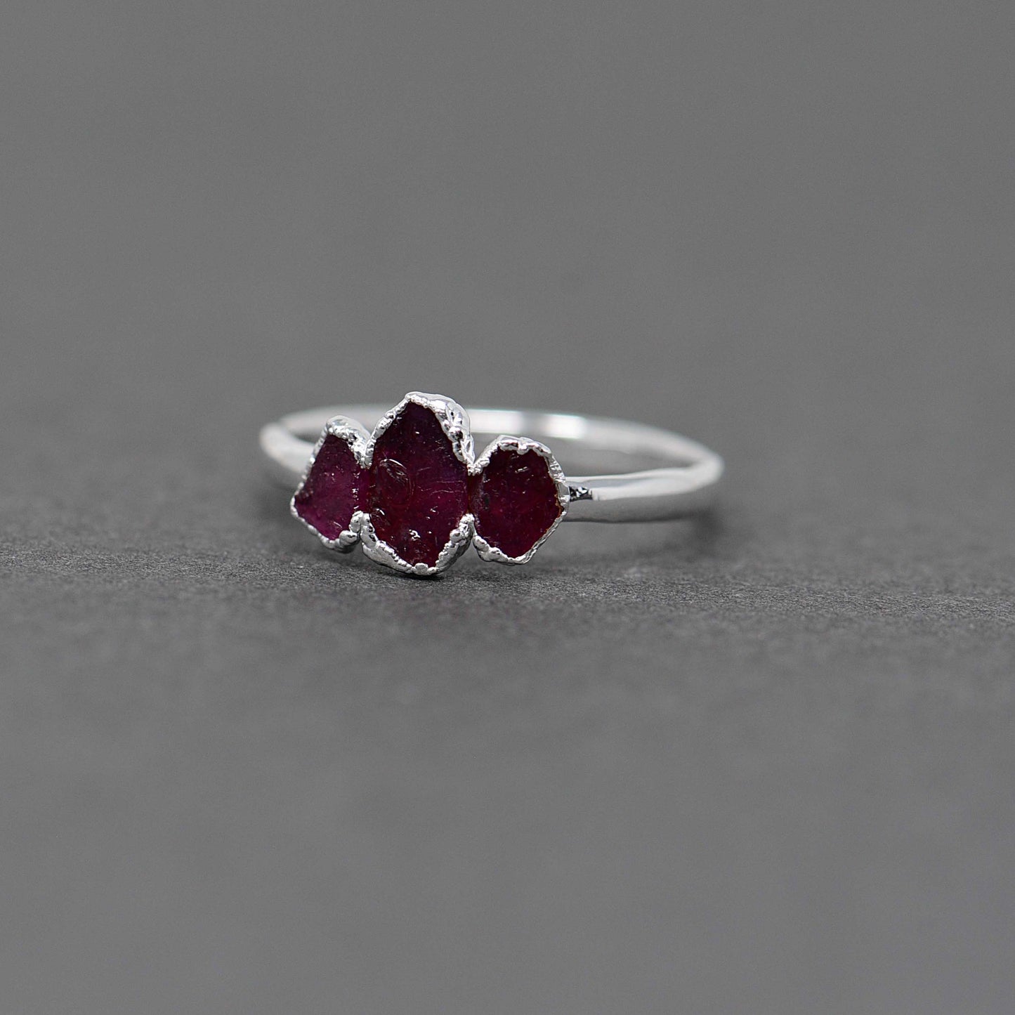 Silver ring with Rough Ruby
